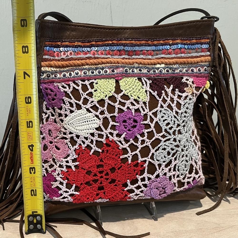 Streets Ahead Crochet, Bead & Italian Leather Boho Crossbody Made… - Picture 13 of 15